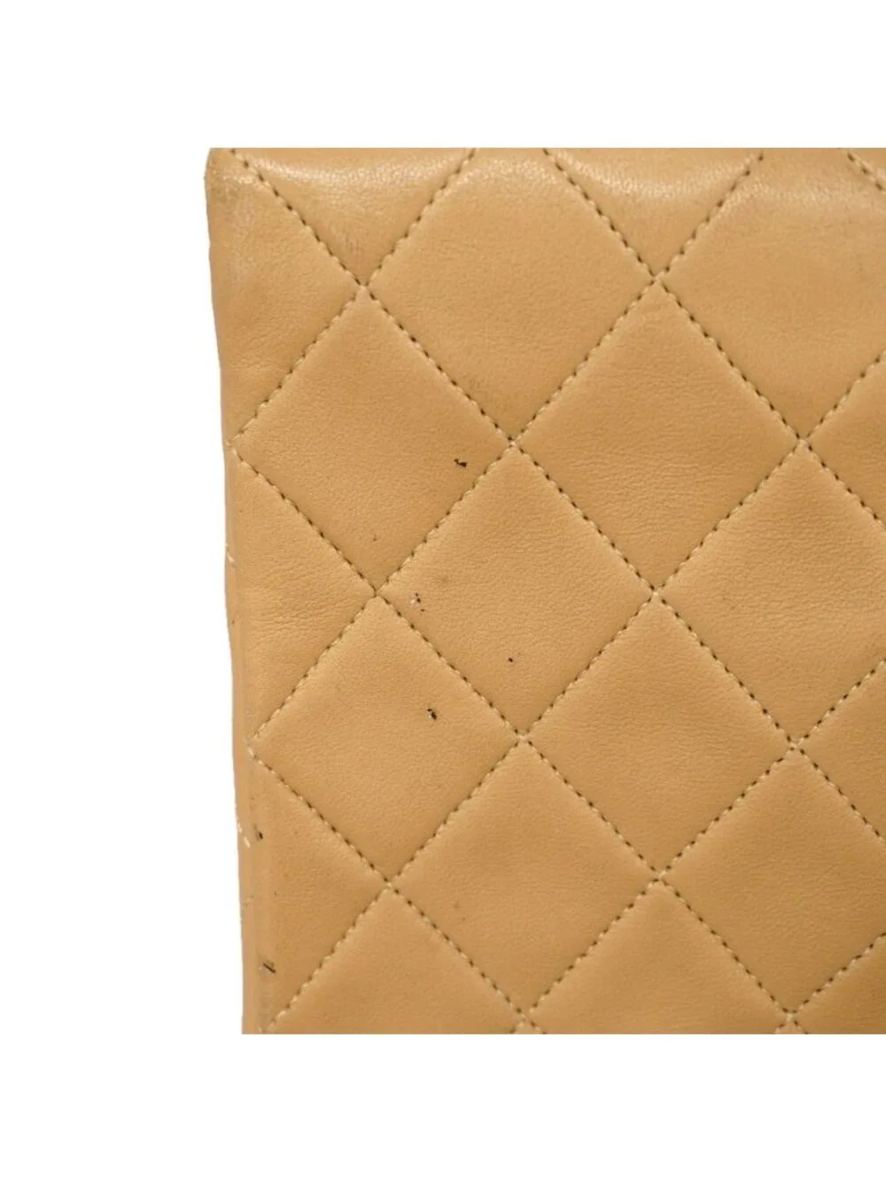 Chanel Shoulder Bag Quilted Lambskin Beige Gold